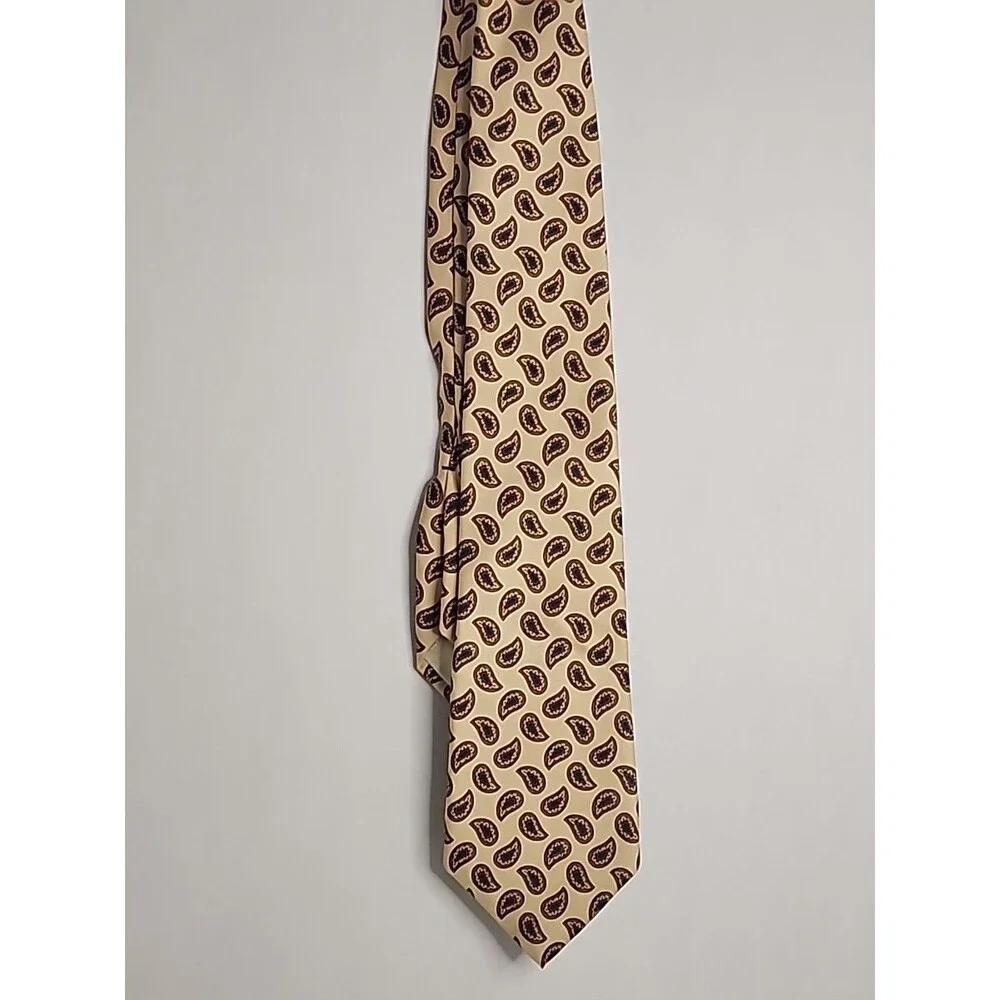 Vintage Liberty Of London 100% Cotton Tie Luxury Floral Paisley Yellow Designer